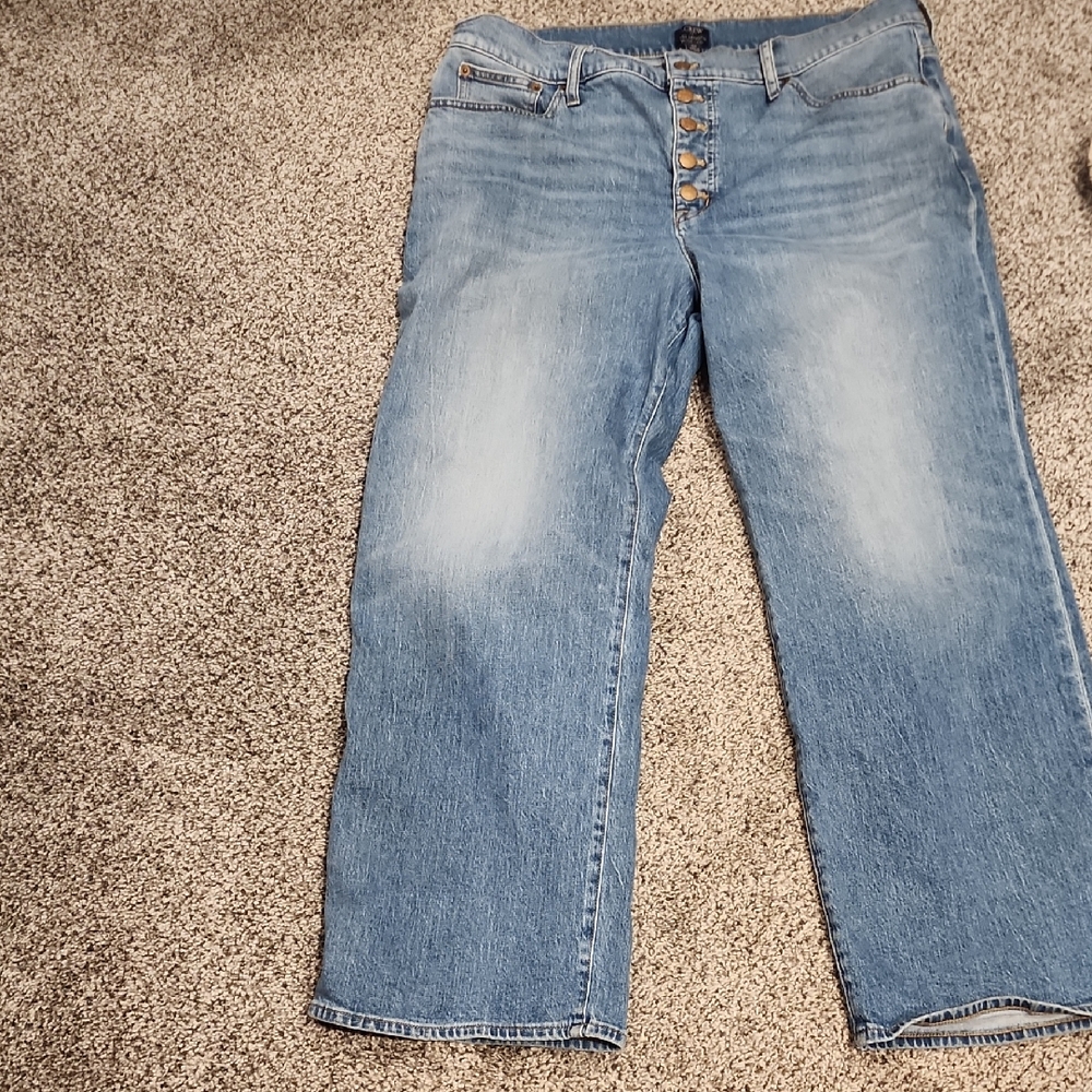 J. Crew Light Blue Straight-Leg Button-Fly Jeans wide leg